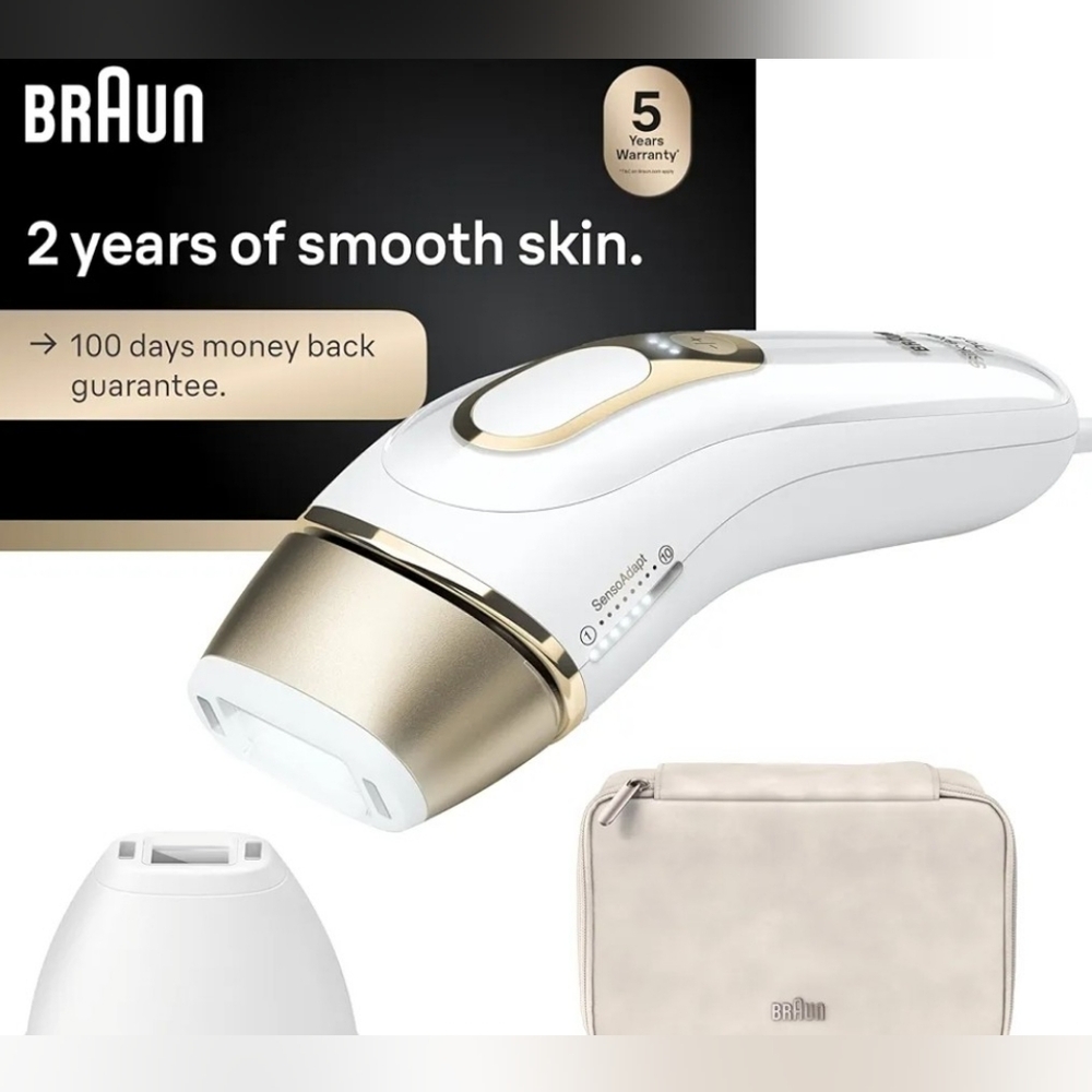 Braun Hair Removal Device in White and Gold
